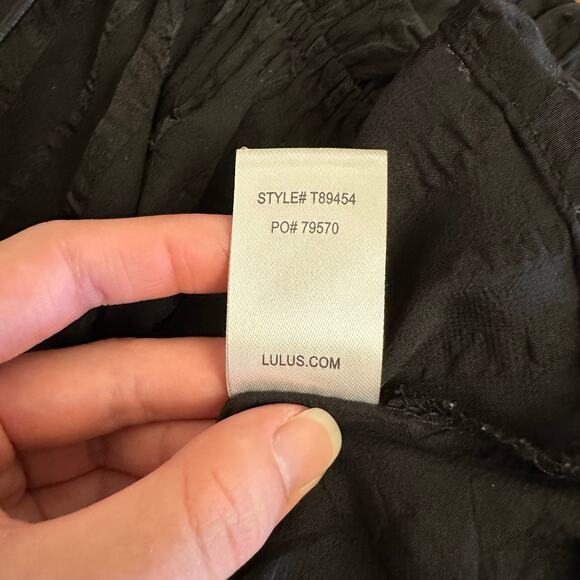 Lulus Black Peplum Cami Top Women’s Small Textured Sheer Stripe Ruffle Hem - Picture 7 of 7